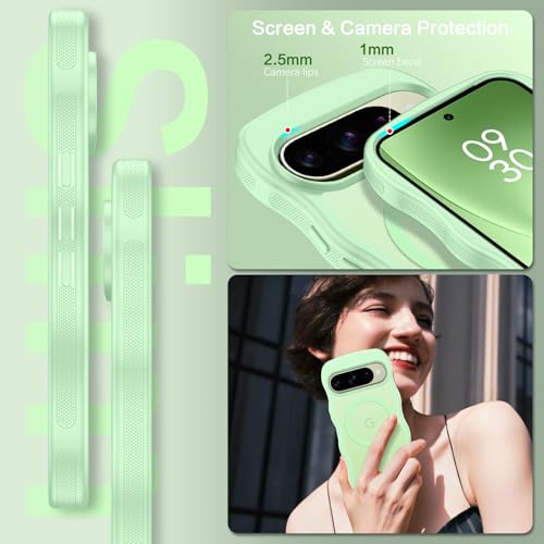 BENTOBEN Magnetic for Google Pixel 10 Case Cute, Curly Wavy Pixel10 Case [Compatible with MagSafe], Anti-Slip Shockproof Matte Slim Women Girls Boys Phone Cover for Google 10 6.3", Matcha Green by BENTOBEN - Used condition - Image 5