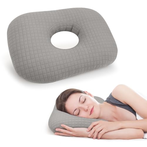 Ear Piercing Pillow for Side Sleepers, Ear Pillows with Holes for Pain, Earring Inflammation Pressure Sores, Cotton Earring Pillow for CNH Side Sleepers