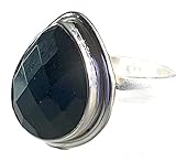 Schwarzer Ring Ring Sterling-Silber 925 Turmalin poliert Schwarz