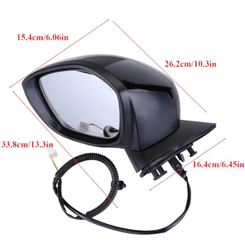 Left Side Mirror Assembly with Power Glass Manual Folding Compatible with Honda Civic Sport Si LX 2022 2023 Driver Side Mirror Replace OE 76208T20A01-PFM 3 Pins Power Adjust - Thumbnail 5