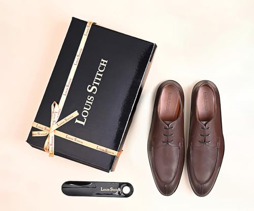 Image of LOUIS STITCH Derby Formal Shoes for Men | Lace-Up Front Cut | Ideal for Business, Casual, Parties (RGFCBU)