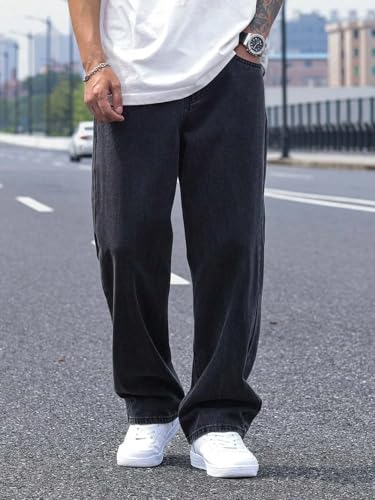 Image of KOTTY Mens Solid|Mid Rise| Coin Pocket|Button|Ankle Length|Loose Fit|5 Pocket Jeans for Mens