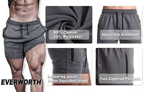 EVERWORTH Men's Solid Gym Workout Shorts Bodybuilding Running Fitted Training Jogging Short Pants with Zipper Pocket 3 Colors - Image 7