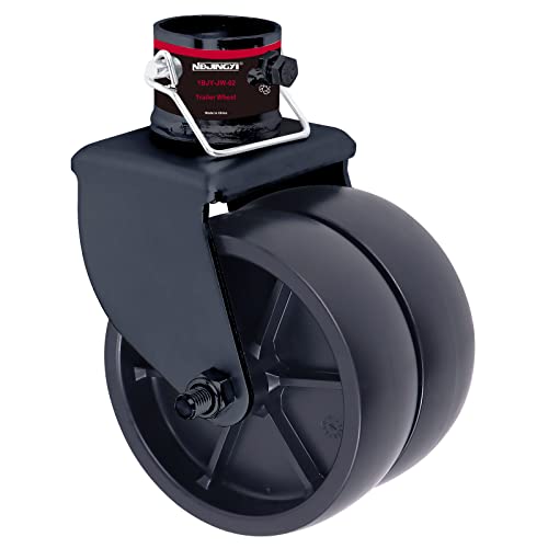 NBJINGYI 6' 2000lbs Dual Trailer Swirl Jack Caster Wheel with Pin fits Any Jack Better Soft Ground Roll Black