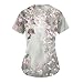 Scrubs for Women Fashion Floral Printed Plus Size Scrubs Casual V Neck Short Sleeve Uniforms Ivory M Scrub Top for Women Nurse Uniform