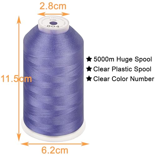 Image of New brothread - Single Huge Spool 5000M Each Polyester Embroidery Machine Thread 40WT for Commercial and Domestic Machines - Lavender