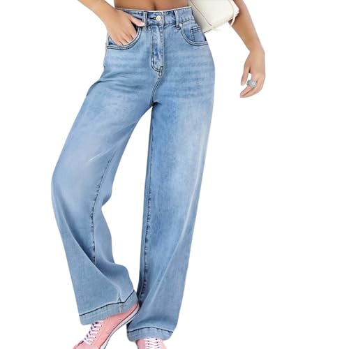 Womens Baggy Jeans Wide Leg Boyfriend Denim Pants Medium Rise Casual Jeans Full Length
