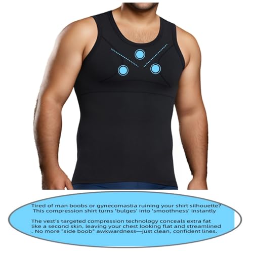 Mens Slimming Body Shaper Shirt, Gynecomastia Compression Tank Top, Shapewear Tummy Control Undershirt3