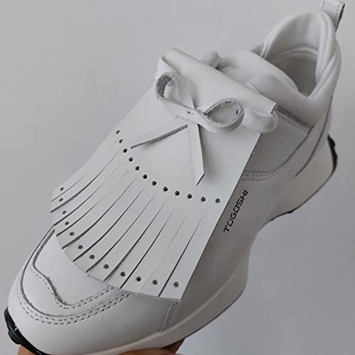 Golf Kiltie | White Leather Shoe Clips With Fringes For Custom Sneakers | Kiltie Fringes | Fringe Shoes | Golf Shoe Kilties With Fringes (White Leather) #TOP3
