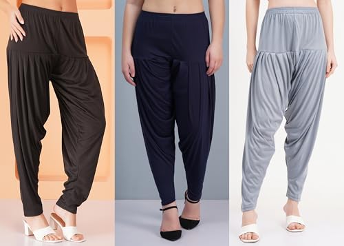 Image of Buy That Trendz Patiyala Pants for Women 3 Combo Patiyala Salwar Harem Viscose Bottoms Pants for Womens