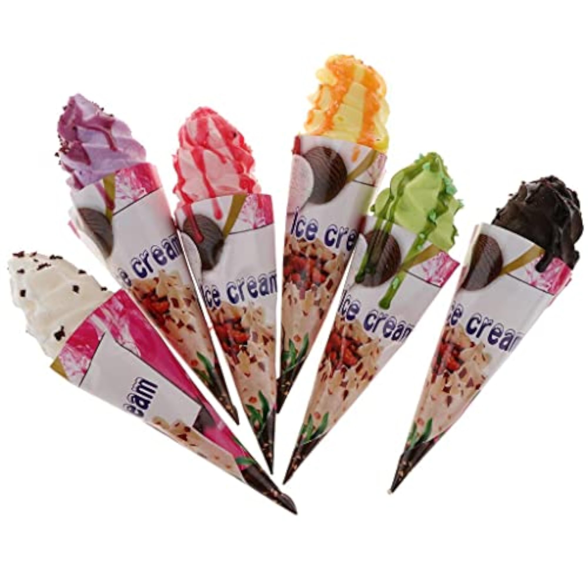 Artificial Ice Cream Cone Simulation Dessert, 6Pcs Set