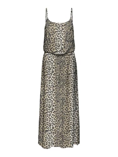 ONLY Damen Viskose Maxi Träger-Kleid Onlnova Life Strap mit Leopardmuster 15222217 Timber Wolf 631 Wildlife 42