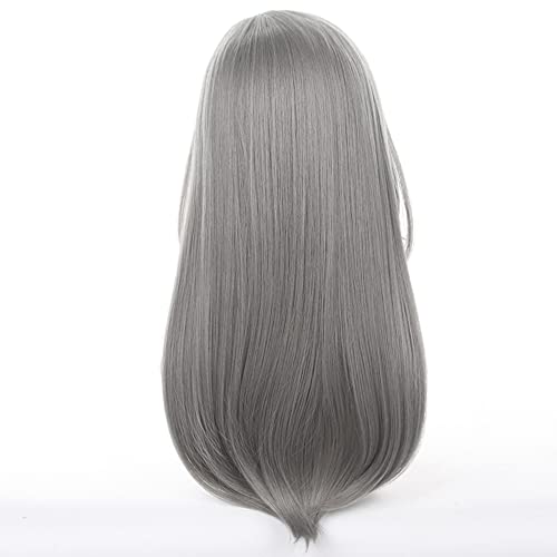 Image of Anime Grey Long Wigs Women Straight Hair with Bangs COS Adult Game F!Trailblazer Cosplay Wigs Halloween,Christmas,Comic con,Game Show,Party