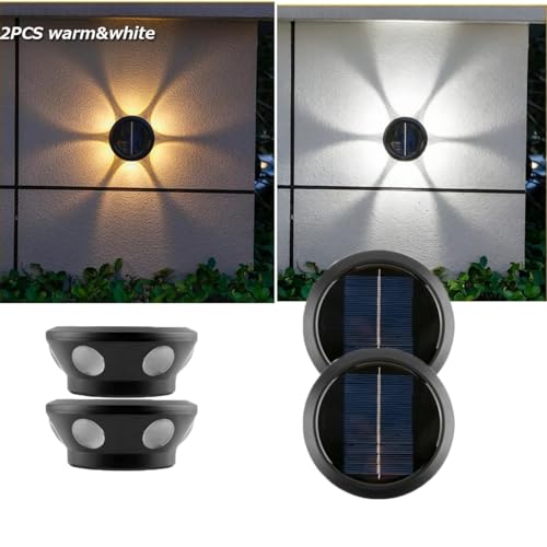 Image of Solar Lights, Ambiance Lights,wall Light, Decorative Light Downlights Dusk to Dawn Solar Wall Light Outdoor IP65 Waterproof for Backyard Walls, Hotels, Staircases,Park Floors (Warm-6LED-2Packs)