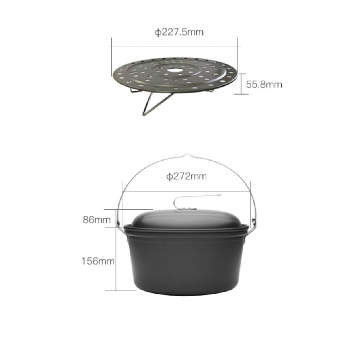 Naczyń Kempingowych Sprzęt Do Gotowania Na Świeżym Powietrzu Kuchenka Kempingowa Wiszący Garnek Grill Party Parowiec Naczyń Kempingowych na Wędrówki(272x242mm)