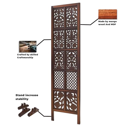 Image of Wooden Room Partition with Stands /Wall Divider for Living Room /Room Divider Wall Separator for Office (6 Panel- Mix with Stand)