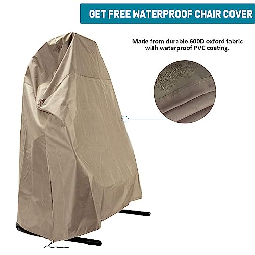 2 Person Swing Chair with Stand, X-Large Wicker Rattan Hanging Egg Chair Loveseat Chair with Cushion and Cover for Indoor Outdoor Bedroom Patio Garden (Black Frame + Dusty Blue Cushion)