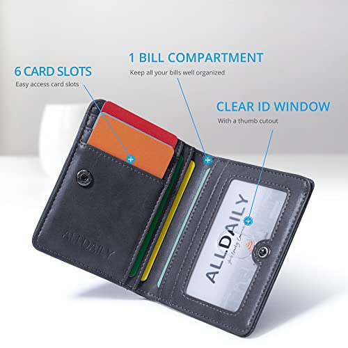 Image of Alldaily Small RFID Wallet for Women Slim Compact Bifold Pocket Ladies Travel Mini Purse (Grey)
