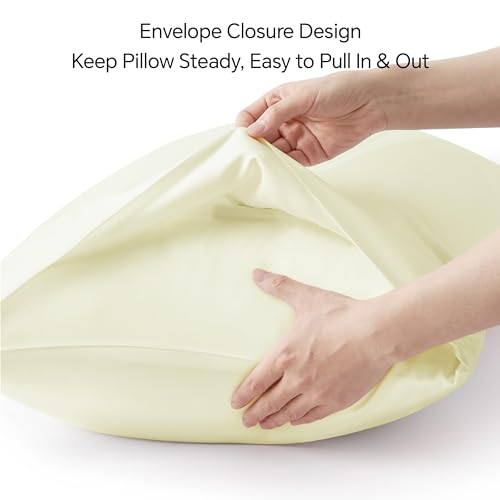 Image of BEDELITE King Pillow Cases Set of 2, Rayon Derived from Bamboo, Cream