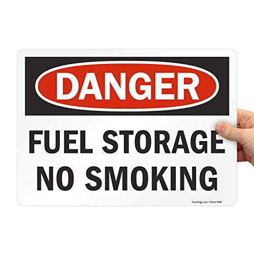 SmartSign - U9-1619-ND_10x14 "Danger - Fuel Storage, No Smoking" Label | 10" x 14" Laminated Vinyl Black/Red on White