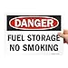 SmartSign Adhesive Vinyl OSHA Safety Sign, Legend "Danger: Fuel Storage No Smoking", 10" high x 14" wide, Black/Red on White