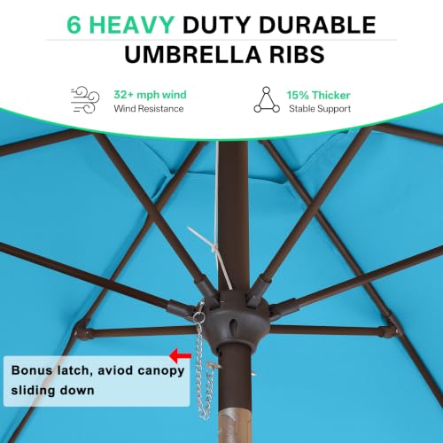 Image of ABCCANOPY 7.5ft Scalloped Patio Umbrella, Outdoor Table Umbrella with Tilt and Crank, Fiberglass Ribs Deck Umbrella for Patio, Pool, Garden, Picnic (Lake)