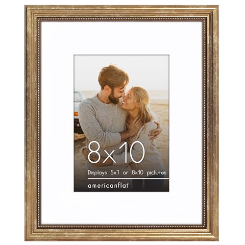 Americanflat 8x10 Vintage Picture Frame - Matted to 5x7 - Gold
