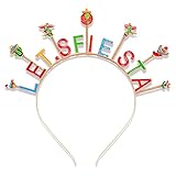 CEALXHENY Cinco De Mayo Headbands for Women, Mexican Fiesta Hairbands, Colorful Sombrero Chili Cactus Headband Mexican Hair Accessory (Pattern B)