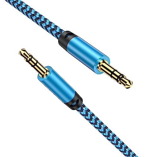 3.5mm オーディオ ケーブル ステレオケーブル ３極/TRS AUXケーブル イヤホンジャック スマホ AUXケーブル ステレオミニプラグケーブル オス-オス AUX コード 24K金メッキ加工 ナイロン編み Hi-Fi高-音質 高耐久性 音声ケーブル ヘッドホン、スピーカー、音響、車、iPhone、iPad、iPod、PCなどに対応-1.5Mのサムネイル