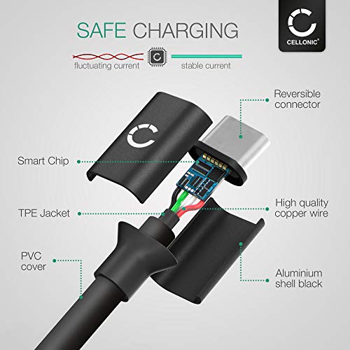 CELLONIC® Cable de datos USB PVC 2m para mando/consola compatible con Microsoft Xbox Series X, Series S/One Elite Controller 2 Cable carga USB C Type C a USB A 3A