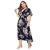 Milumia-Women-Plus-Size-Summer-Floral-Boho-High-Waist-V-Neck-Maxi-Dress Milumia Women Plus Size Summer Floral Boho High Waist V Neck Maxi Dress Blue XX-Large Plus