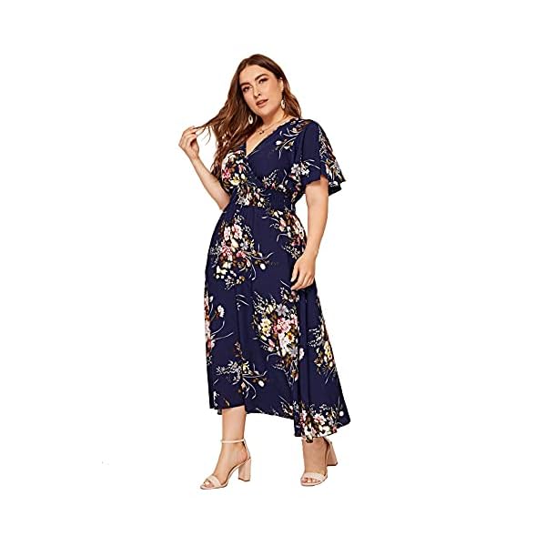 Milumia-Women-Plus-Size-Summer-Floral-Boho-High-Waist-V-Neck-Maxi-Dress Milumia Women Plus Size Summer Floral Boho High Waist V Neck Maxi Dress Blue XX-Large Plus