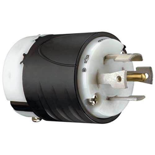 Legrand Pass & Seymour L2130P Turnlok Industrial Spec Grade Locking Plug, 30 Amp 3 Phase 120/208V, NEMA L21-30P, Black/White (1 Count)