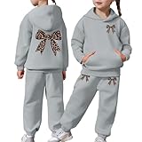 Hoodies for Teen Girls Fall Sets 2 Piece Outfits Sweatshirts Fashion Preppy Cheetah Print Bow Hoodie