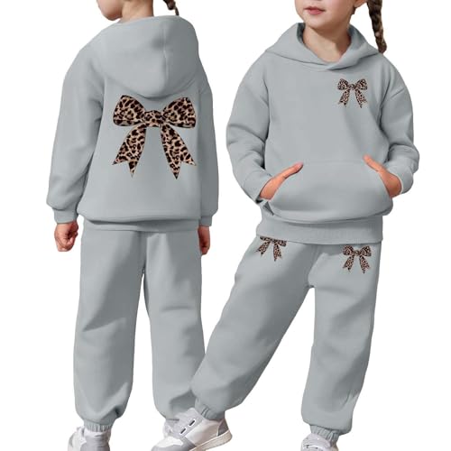 Genérico Conjunto Deportivo Niña de 2 piezas Sudadera con capucha de manga larga para niños pequeños y niñas, y cálida, con pantalones y chándal (Grey, 12-13 Years)