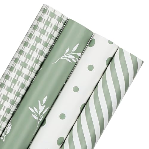 4 Rollen Geschenkpapier, 43cm x 3m Geschenkpapierrolle...