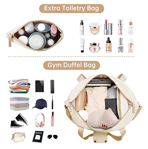 Gym Bag For Women, Sports Travel Duffel Bag With Usb Charging Port, Weekender Overnight Bag With Wet Pocket And Shoes Compartment For Women, Travel, Gym, Yoga (Khaki) #TOP2