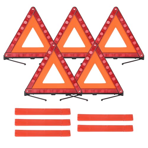 FLKQC Warning Triangles Safety Triangle Emergency Kit, 5 Pack Foldable Reflective Triangles with...