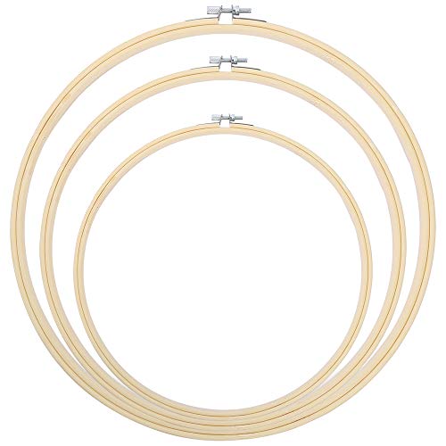 small wooden embroidery hoop - Caydo 3 Size Embroidery Hoops Big Size 8 inch, 10 inch, 12 inch Wooden Round Adjustable Bamboo Circle Cross Stitch Hoop Ring for Art Craft Handy Sewing