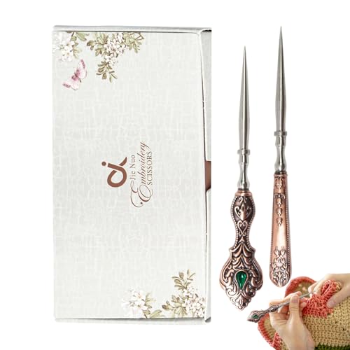 higyee Punteruolo per Cucire, punteruolo AntiGraffio | Punteruolo da Ricamo Vintage da 2 Pezzi per lavori di Cucito - Strumento per perforare, Kit di Strumenti per Cucire Portatile, punteruolo in