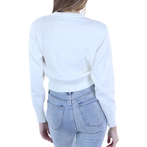 Image of Danielle Bernstein Womens Crewneck Cropped Pullover Sweater White L