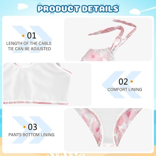 KLL Rose Pink Glitter Girls' 2 Piece Bikini Sets Quick-Dry Swimsuit Swimwear Adjustable Shoulder Strap4