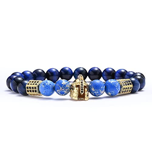 Bracelet pour hommes en perles de pierre noire et lapis lazuli idée cadeau