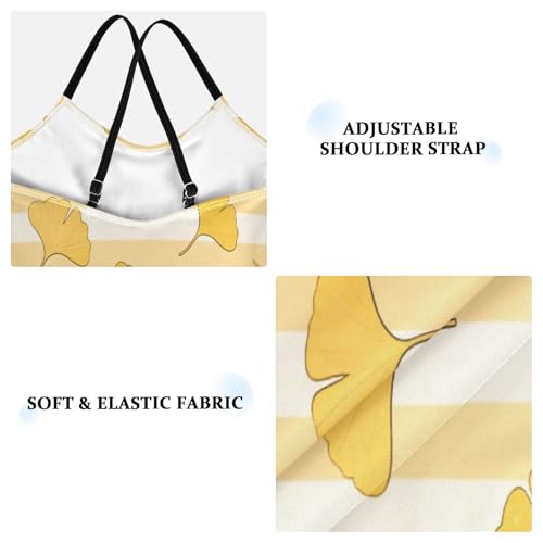 Yellow White Striped Ginkgo biloba leafGirls Swimsuits 1-Piecing Girls Bathing Suits Girls' Swimwear Traje de ba?o para ni?a 3t3