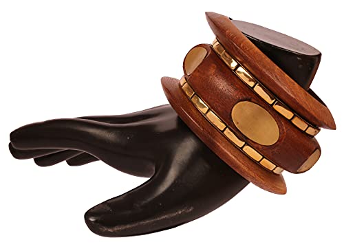 Touchstone wood bracelets for women bangle wooden jewelry handmade artisan bangles natural handcrafted brown olive stylish chunky boho bohemian bracelet brass metal inlaid woods stackable3