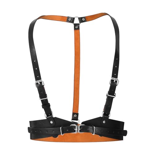 Punk Waist Belt Leather Harness for Women, Steampunk Adjustable Gothic Leather Corset Body Harness for Women Plus Size Wide Waist Size 34''-43'' Black