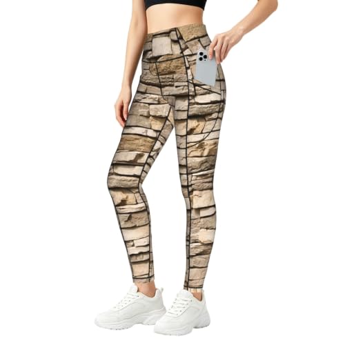 Pantalones de yoga para fitness y running Rustic Rocks con bolsillos funcionales