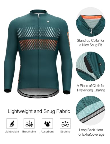 LAMEDA Maillot Ciclismo Hombre con Mangas Largas Camiseta Ropa de Ciclismo MTB Bicicleta Transpirable Bolsillos Ligero Entretiempo(RY-GN-M) - imagen 4