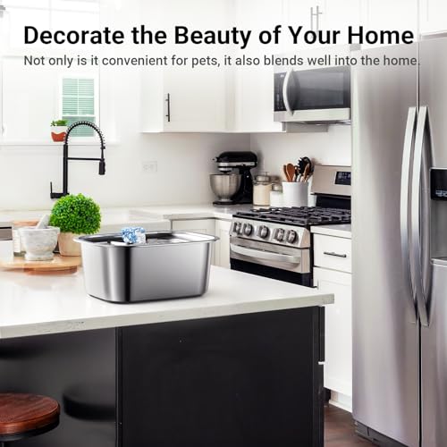 Dog Water Fountain, Stainless Steel Dog Water Fountain for Large Dogs Pet Water Fountain, PETDOTT Do