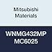Mitsubishi Materials WNMG432MP MC6025 Coated Carbide WN Type Negative Turning Insert with Hole, MP Breaker, Trigon, Grade MC6025, 0.5" IC, 0.187" Thick, 0.031" Corner Radius (Pack of 10)